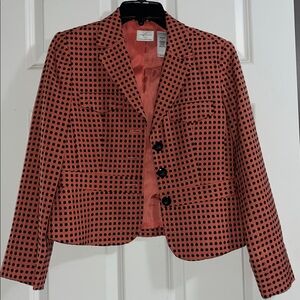 Claiborne Orange and Black Checkered Blazer